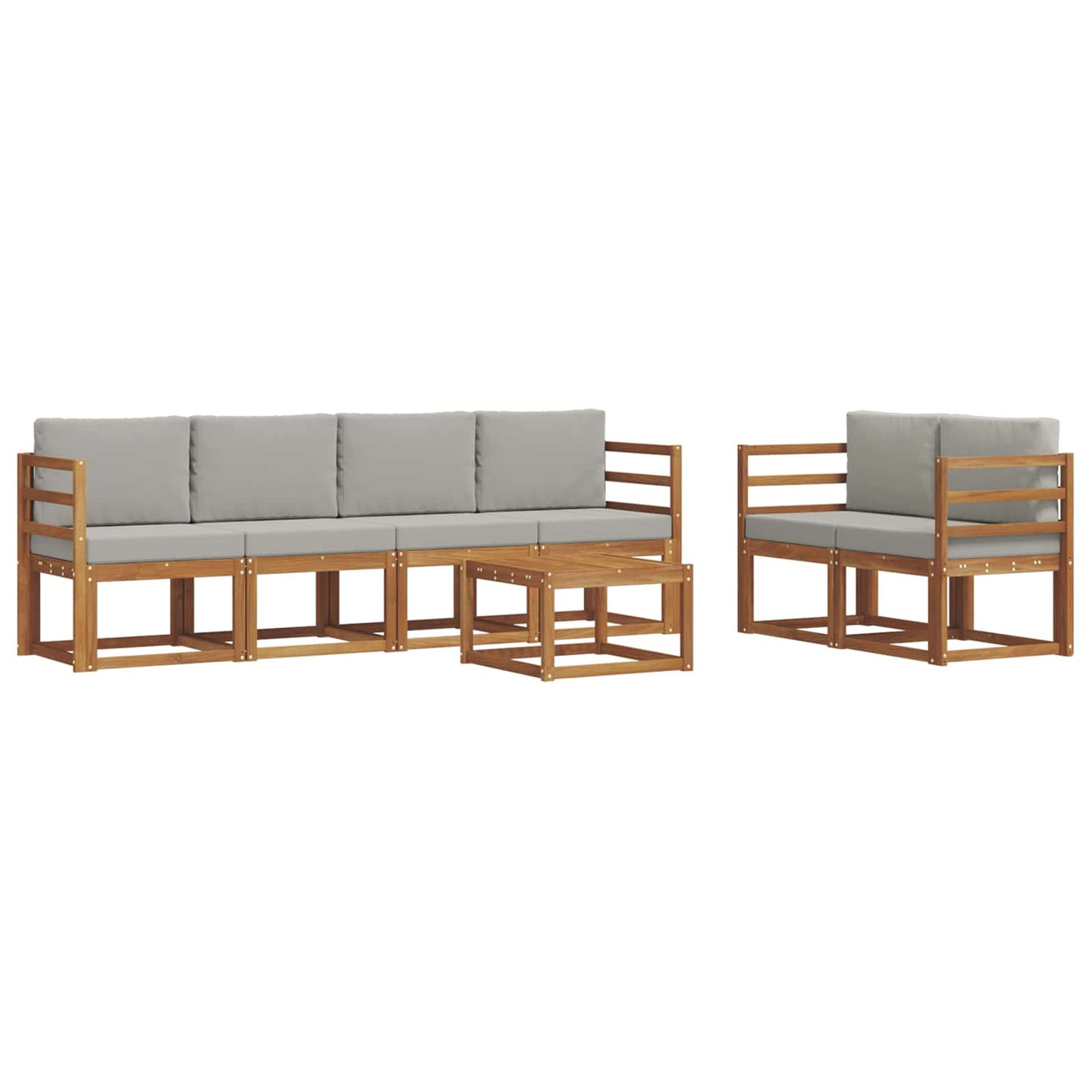 Set di divani da esterno 7 pcs Grigio Naturale e Chiaro | homemem39