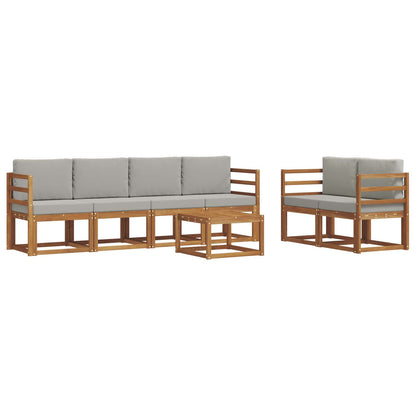 Set di divani da esterno 7 pcs Grigio Naturale e Chiaro | homemem39