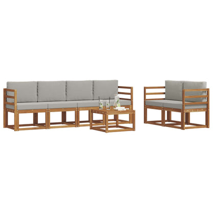 Set di divani da esterno 7 pcs Grigio Naturale e Chiaro | homemem39