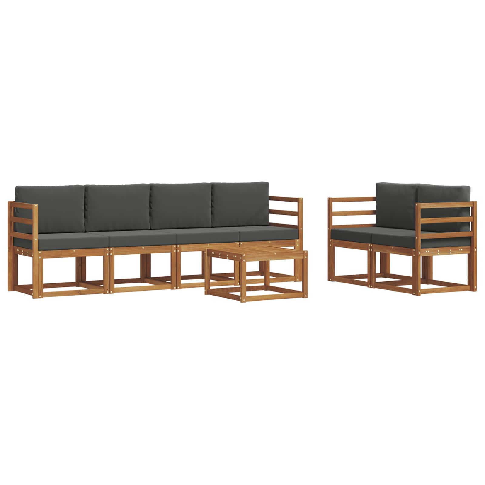 Set di divani da esterno con cuscino 7 pcs Naturale e Antracite | homemem39
