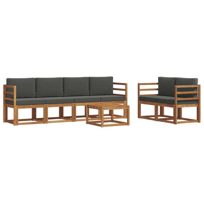 Set di divani da esterno con cuscino 7 pcs Naturale e Antracite | homemem39