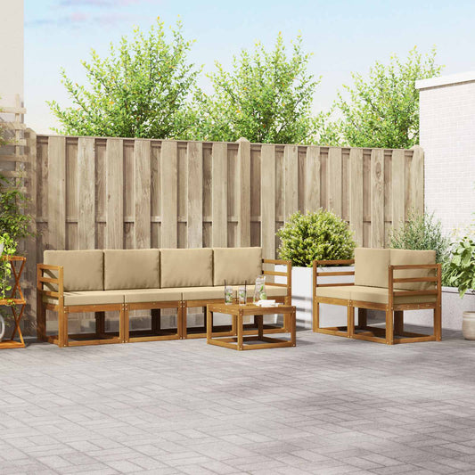 Set di divani da esterno con cuscino 7 pcs Naturale e Beige | homemem39