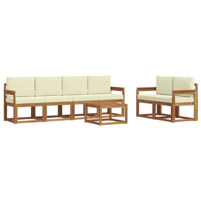 Set di divani da esterno con cuscino 7 pcs Naturale e Crema | homemem39