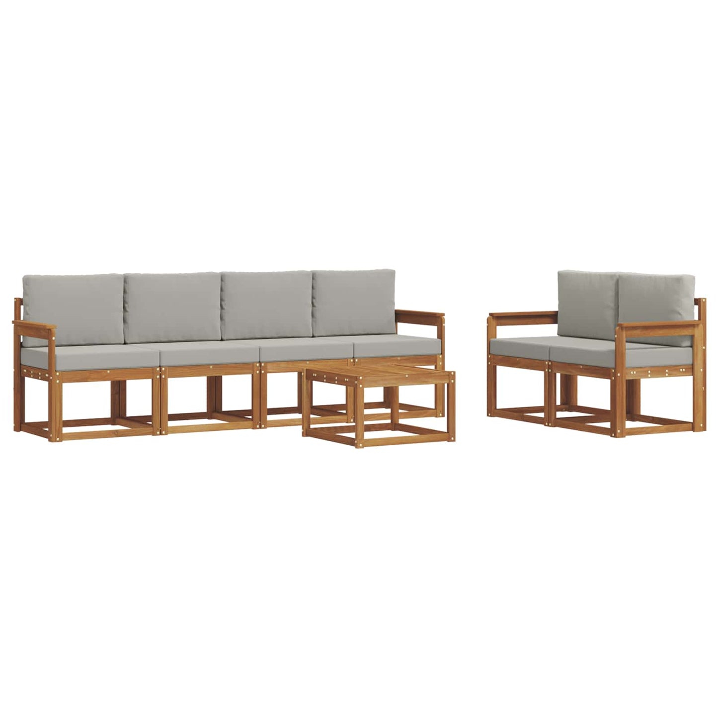 Set di divani da esterno 7 pcs Grigio Naturale e Chiaro | homemem39