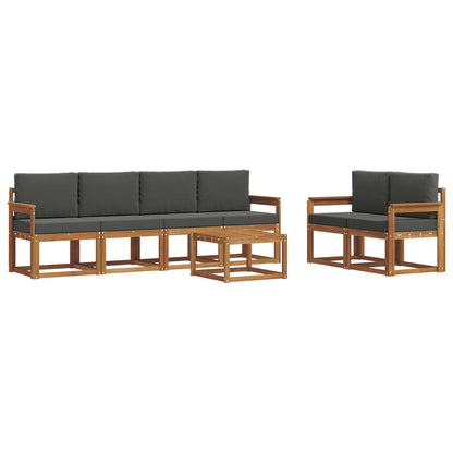 Set di divani da esterno con cuscino 7 pcs Naturale e Antracite | homemem39