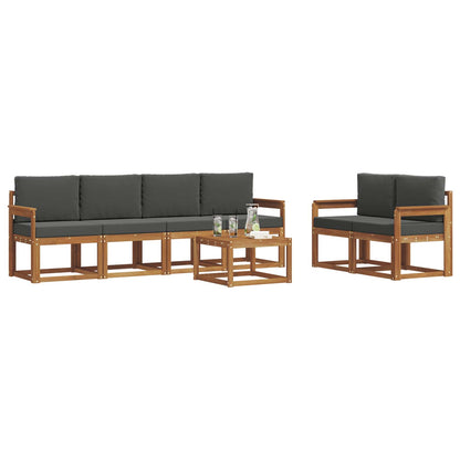 Set di divani da esterno con cuscino 7 pcs Naturale e Antracite | homemem39