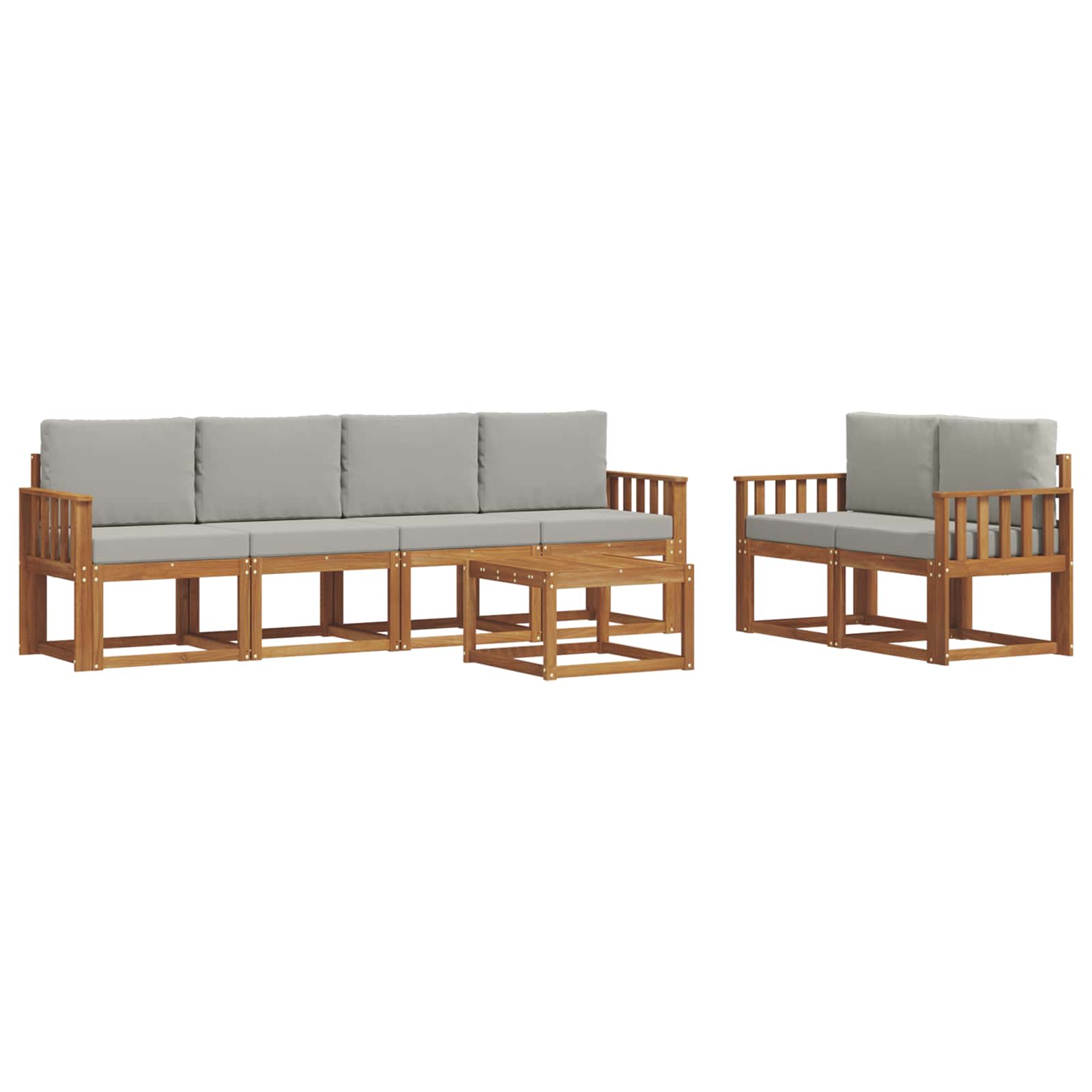 Set di divani da esterno 7 pcs Grigio Naturale e Chiaro | homemem39