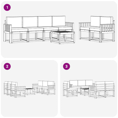 Set di divani da esterno 7 pcs Grigio Naturale e Chiaro | homemem39