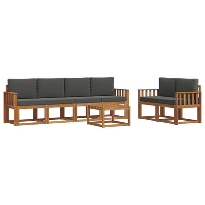 Set di divani da esterno con cuscino 7 pcs Naturale e Antracite | homemem39