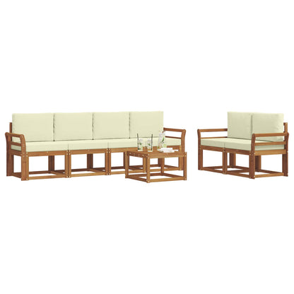Set di divani da esterno con cuscino 7 pcs Naturale e Crema | homemem39