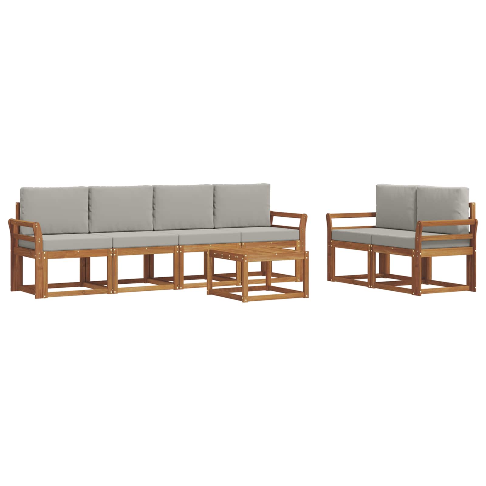 Set di divani da esterno 7 pcs Grigio Naturale e Chiaro | homemem39