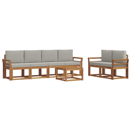 Set di divani da esterno 7 pcs Grigio Naturale e Chiaro | homemem39