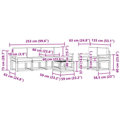 Set di divani da esterno 7 pcs Grigio Naturale e Chiaro | homemem39