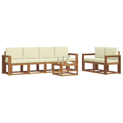 Set di divani da esterno con cuscino 7 pcs Naturale e Crema | homemem39