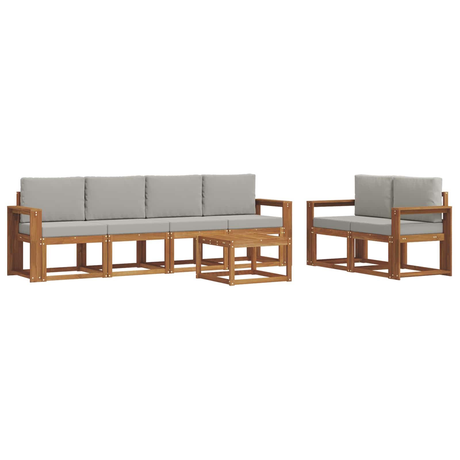 Set di divani da esterno 7 pcs Grigio Naturale e Chiaro | homemem39