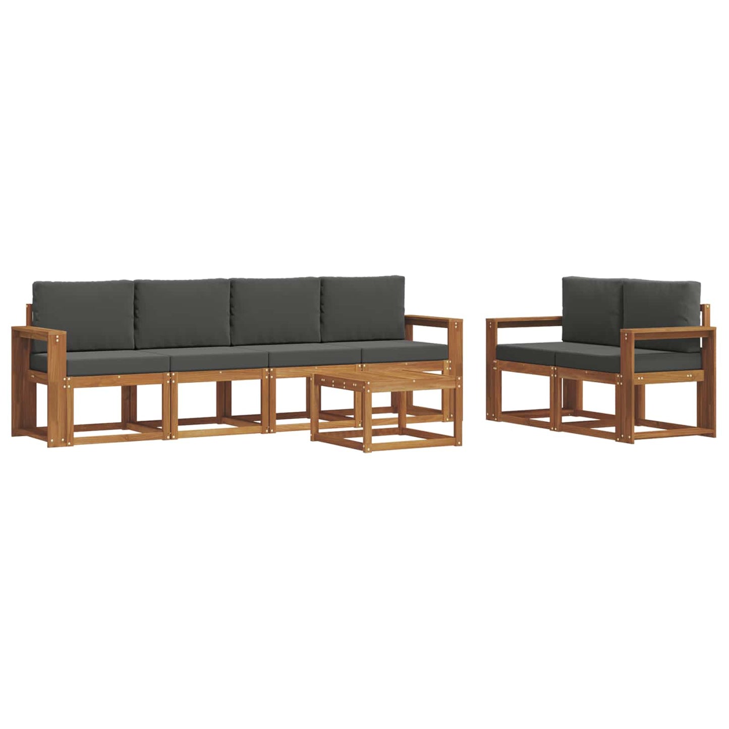 Set di divani da esterno con cuscino 7 pcs Naturale e Antracite | homemem39