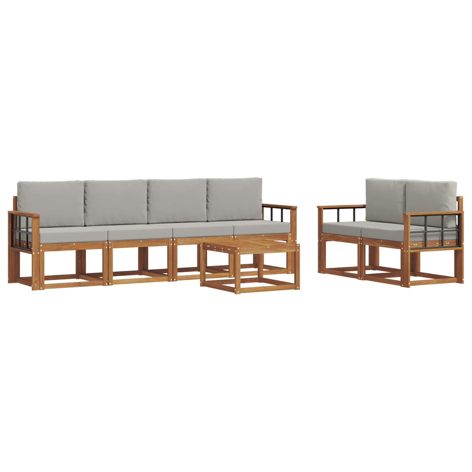 Set di divani da esterno 7 pcs Grigio Naturale e Chiaro | homemem39