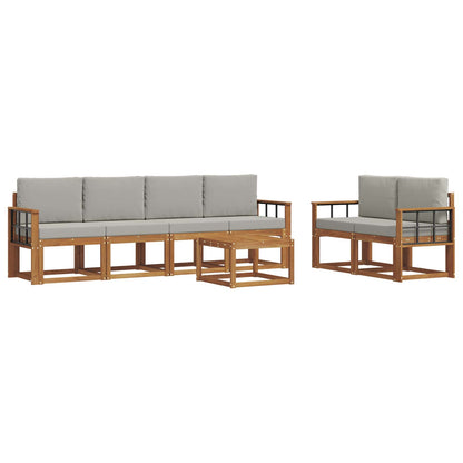 Set di divani da esterno 7 pcs Grigio Naturale e Chiaro | homemem39