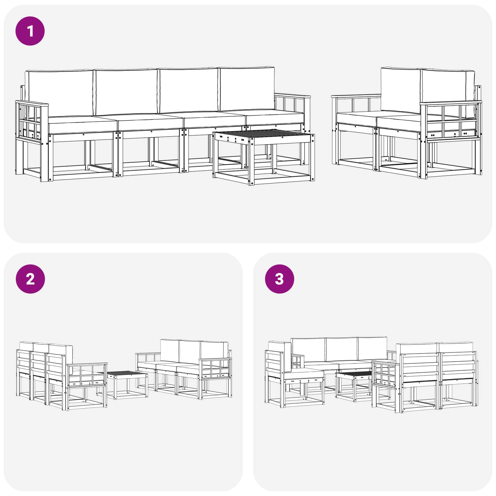 Set di divani da esterno 7 pcs Grigio Naturale e Chiaro | homemem39