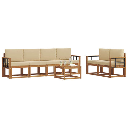 Set di divani da esterno con cuscino 7 pcs Naturale e Beige | homemem39
