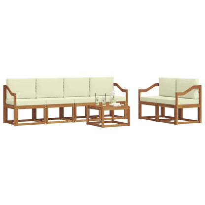Set di divani da esterno con cuscino 7 pcs Naturale e Crema | homemem39