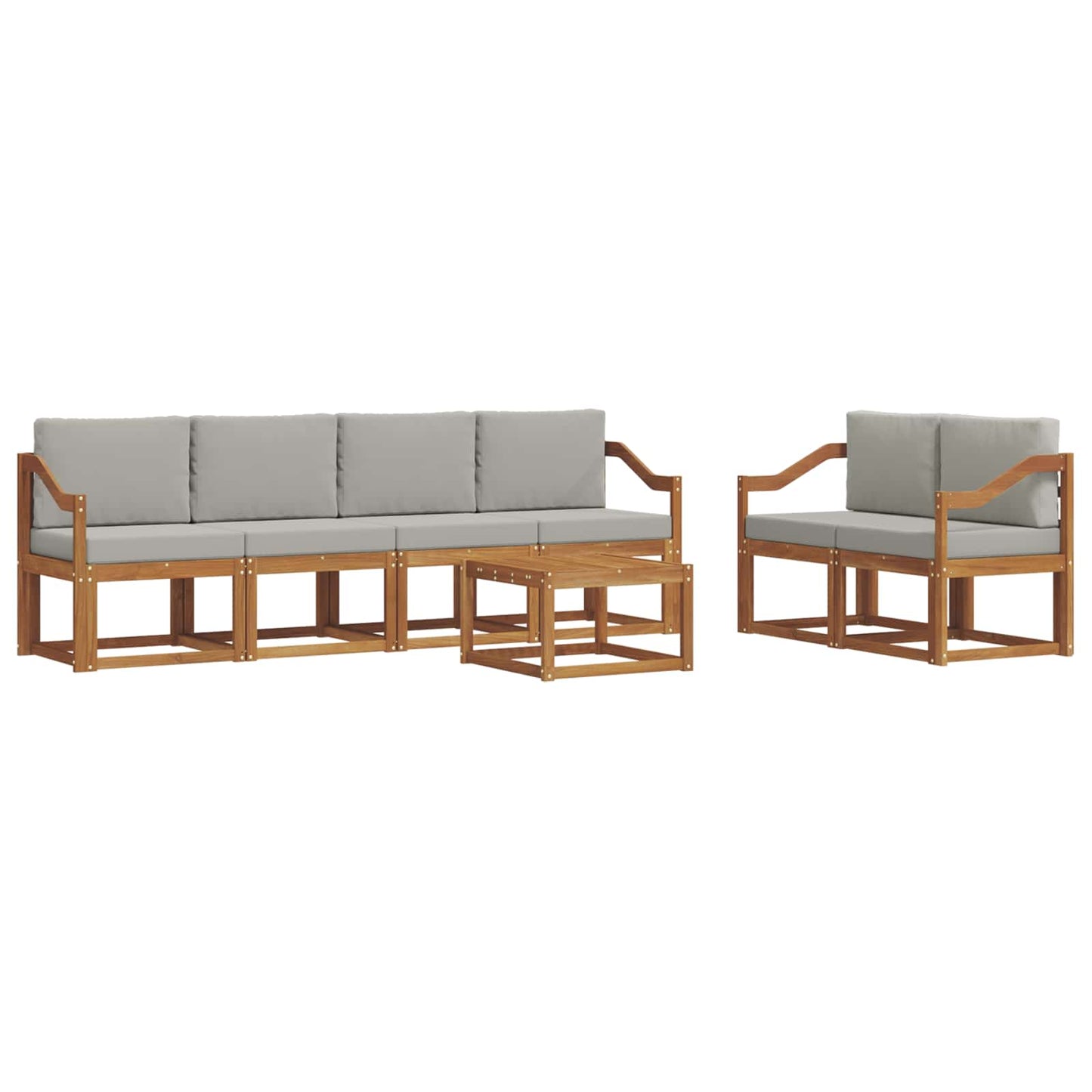 Set di divani da esterno 7 pcs Grigio Naturale e Chiaro | homemem39