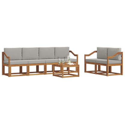 Set di divani da esterno 7 pcs Grigio Naturale e Chiaro | homemem39