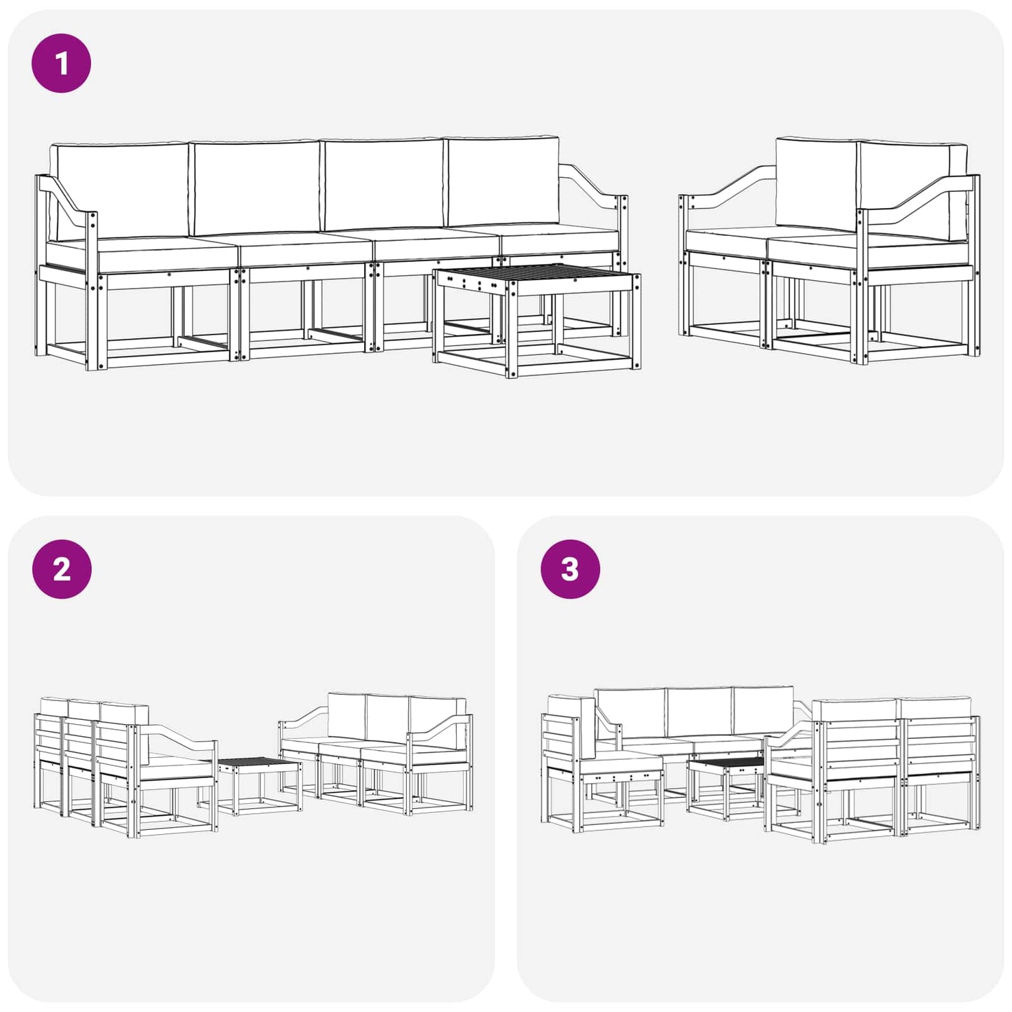 Set di divani da esterno 7 pcs Grigio Naturale e Chiaro | homemem39