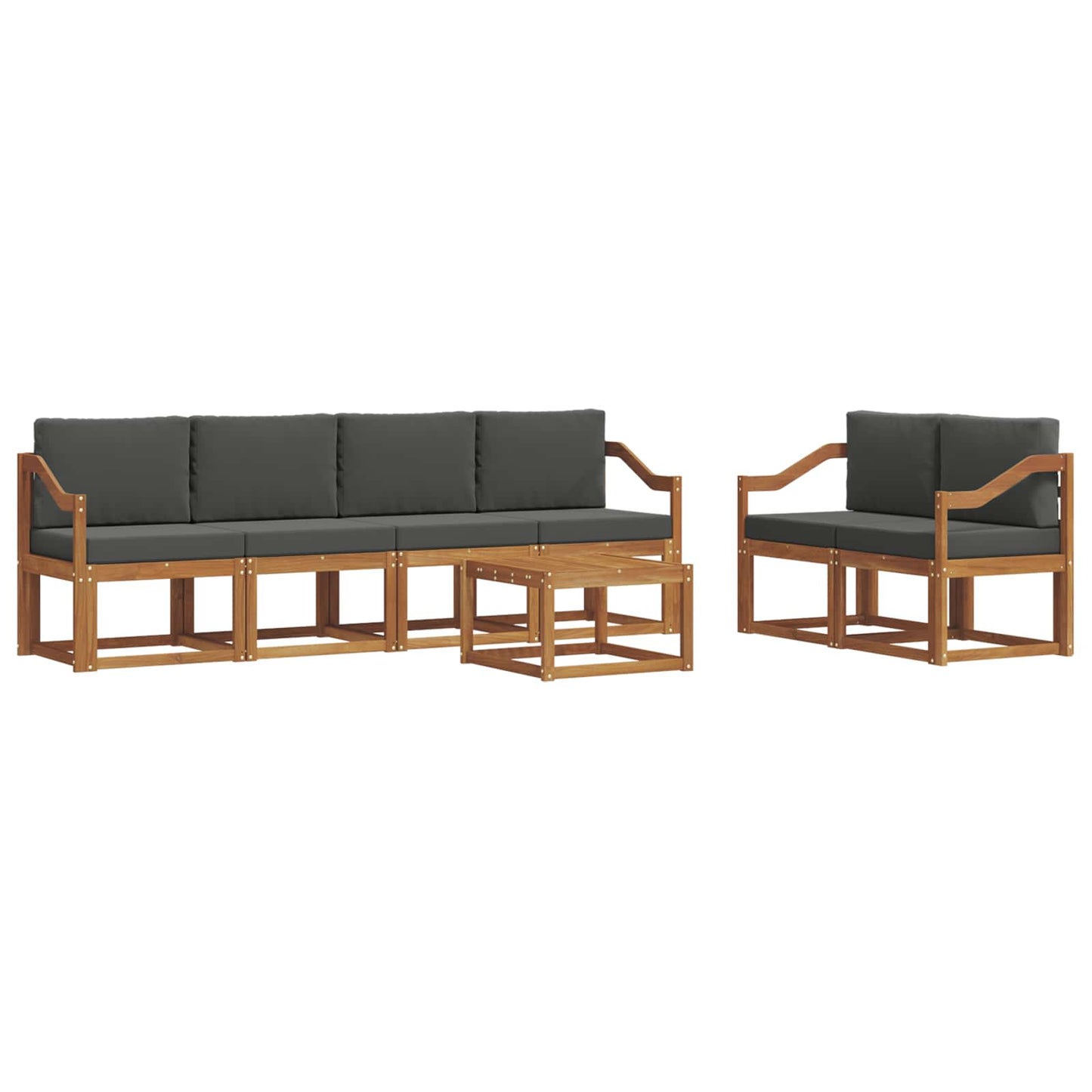 Set di divani da esterno con cuscino 7 pcs Naturale e Antracite | homemem39