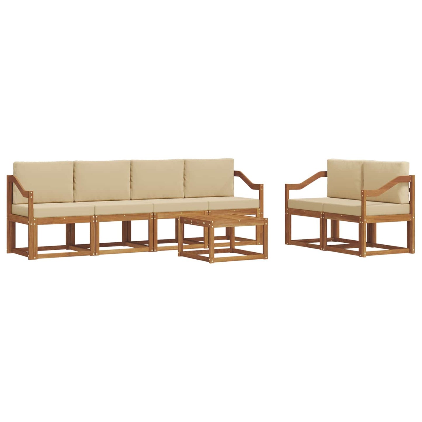 Set di divani da esterno con cuscino 7 pcs Naturale e Beige | homemem39