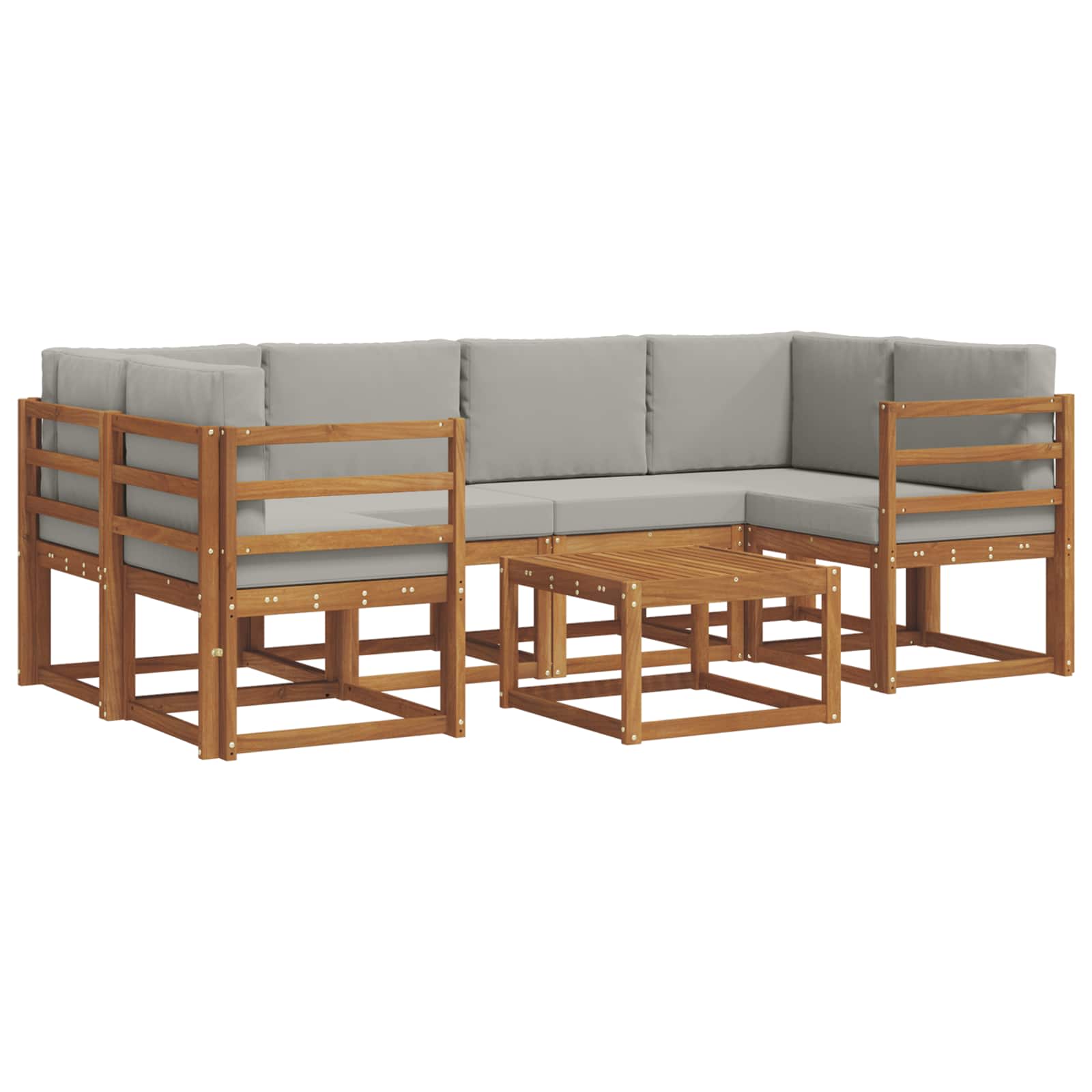 Set di divani da esterno 7 pcs Grigio Naturale e Chiaro | homemem39