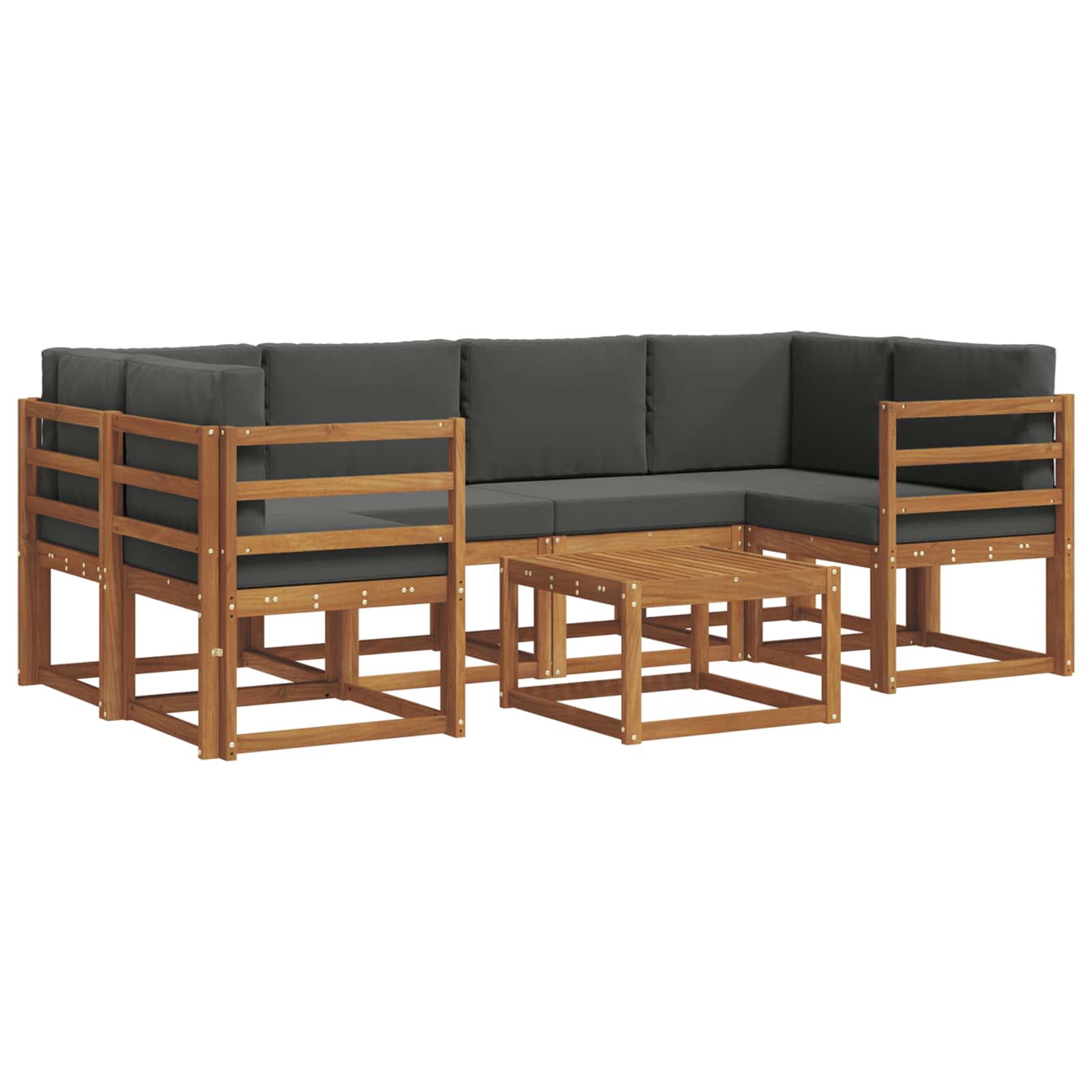 Set di divani da esterno con cuscino 7 pcs Naturale e Antracite | homemem39