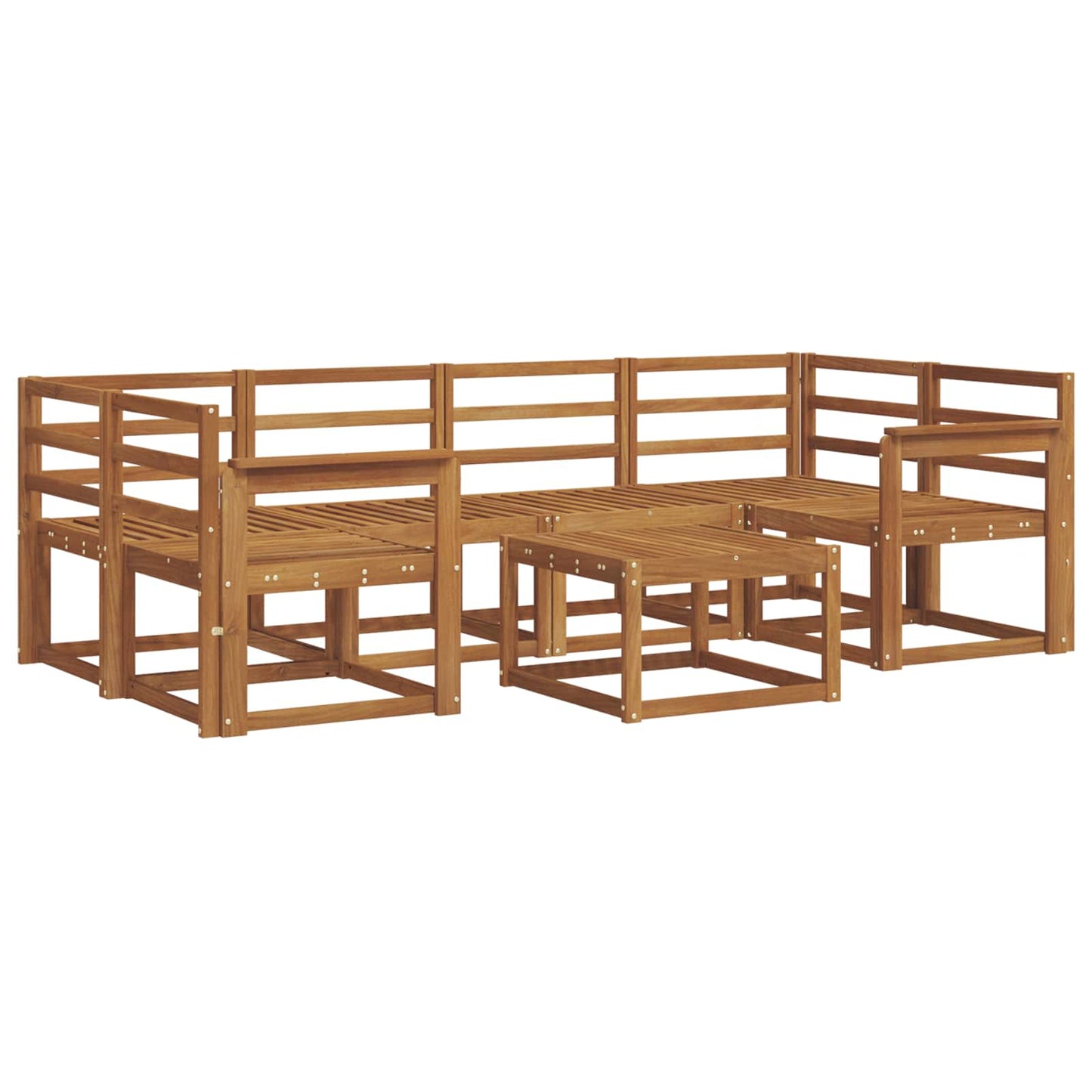Set di divani da esterno 7 pz Naturale Legno di Acacia Massello