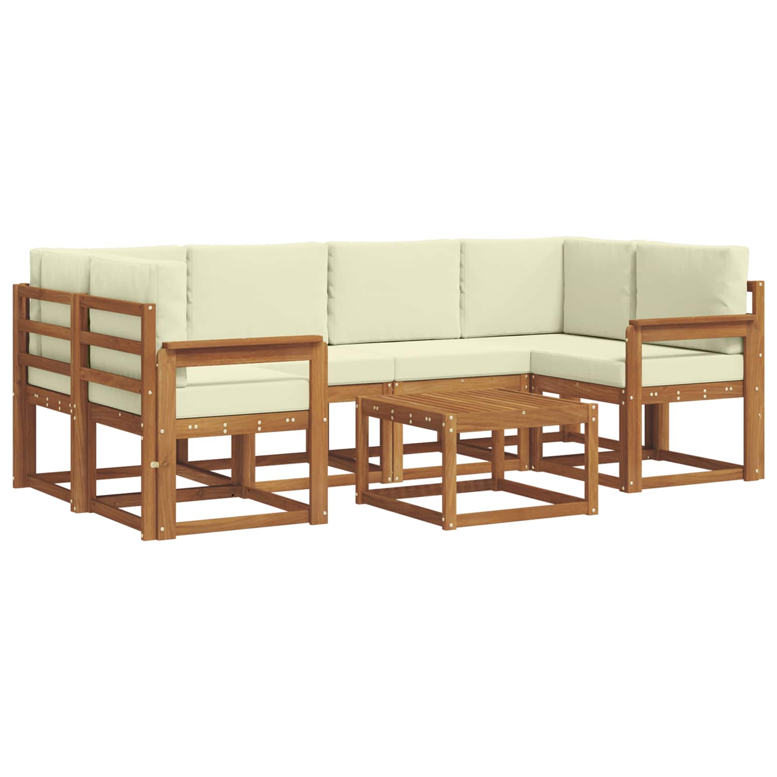 Set di divani da esterno con cuscino 7 pcs Naturale e Crema | homemem39
