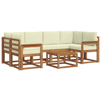 Set di divani da esterno con cuscino 7 pcs Naturale e Crema | homemem39