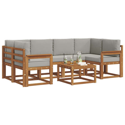Set di divani da esterno 7 pcs Grigio Naturale e Chiaro | homemem39