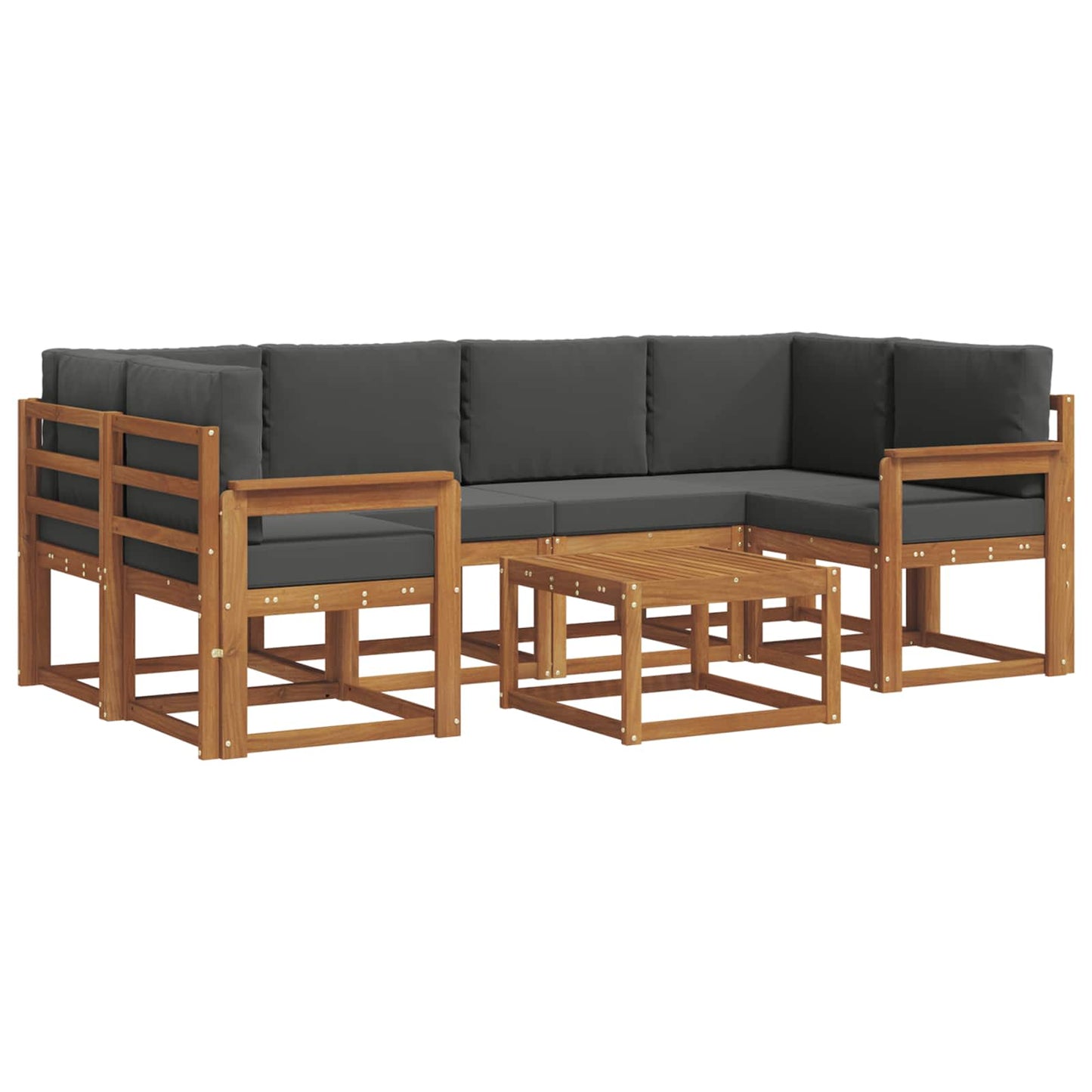 Set di divani da esterno con cuscino 7 pcs Naturale e Antracite | homemem39