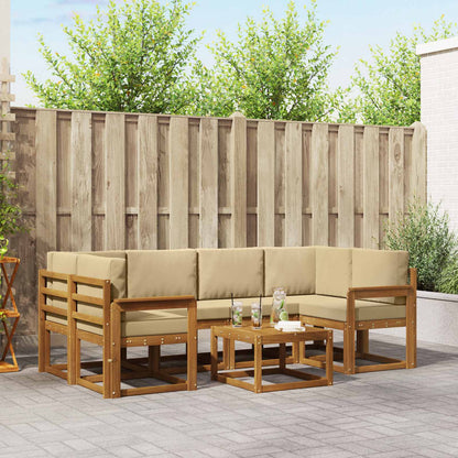 Set di divani da esterno con cuscino 7 pcs Naturale e Beige | homemem39