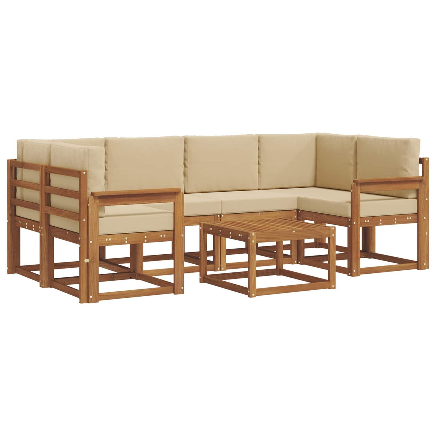 Set di divani da esterno con cuscino 7 pcs Naturale e Beige | homemem39