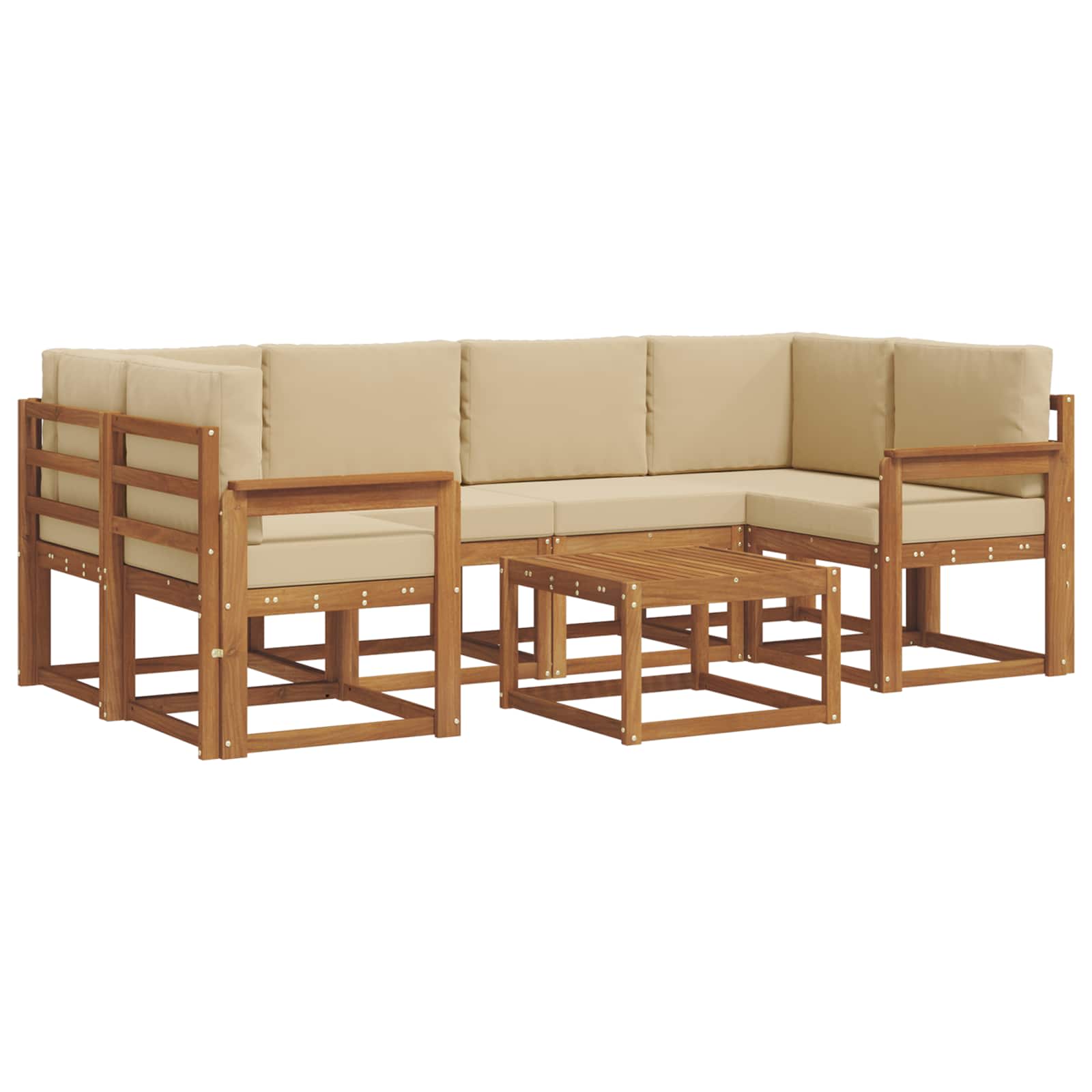 Set di divani da esterno con cuscino 7 pcs Naturale e Beige | homemem39