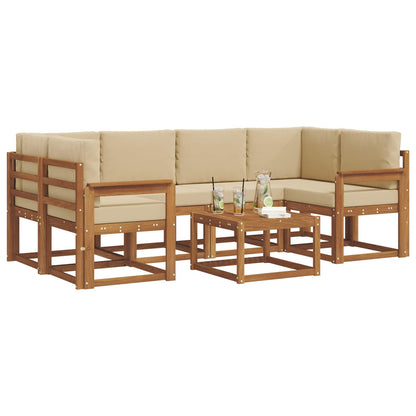 Set di divani da esterno con cuscino 7 pcs Naturale e Beige | homemem39