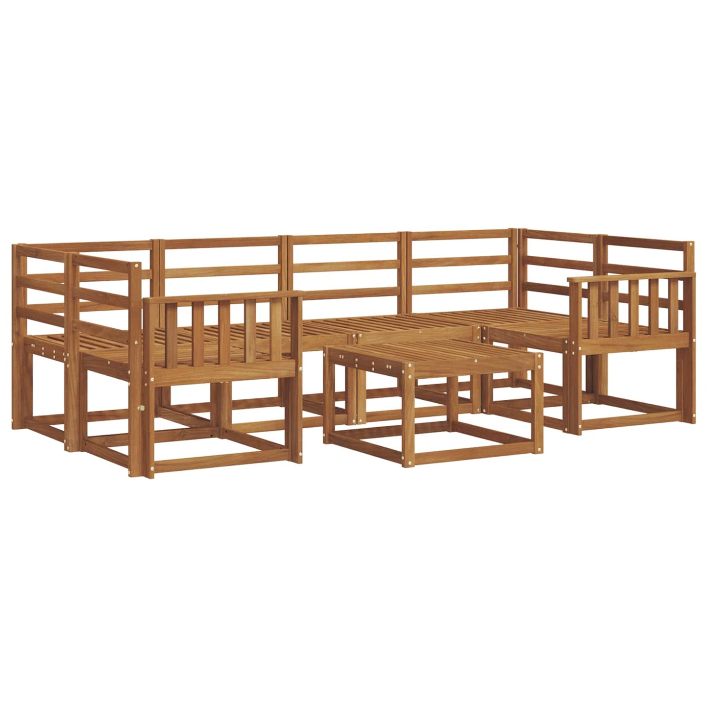 Set di divani da esterno 7 pz Naturale Legno di Acacia Massello