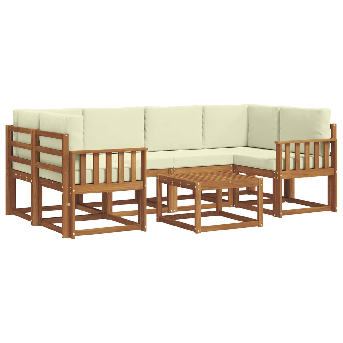 Set di divani da esterno con cuscino 7 pcs Naturale e Crema | homemem39