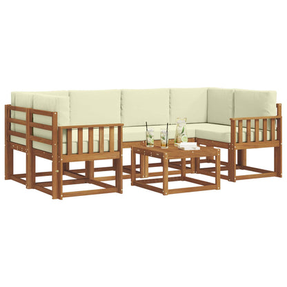 Set di divani da esterno con cuscino 7 pcs Naturale e Crema | homemem39