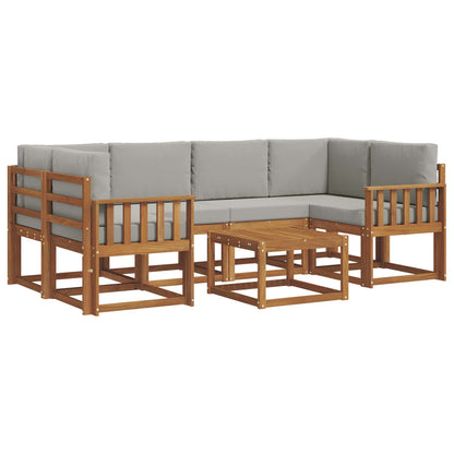 Set di divani da esterno 7 pcs Grigio Naturale e Chiaro | homemem39