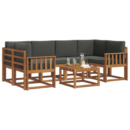 Set di divani da esterno con cuscino 7 pcs Naturale e Antracite | homemem39