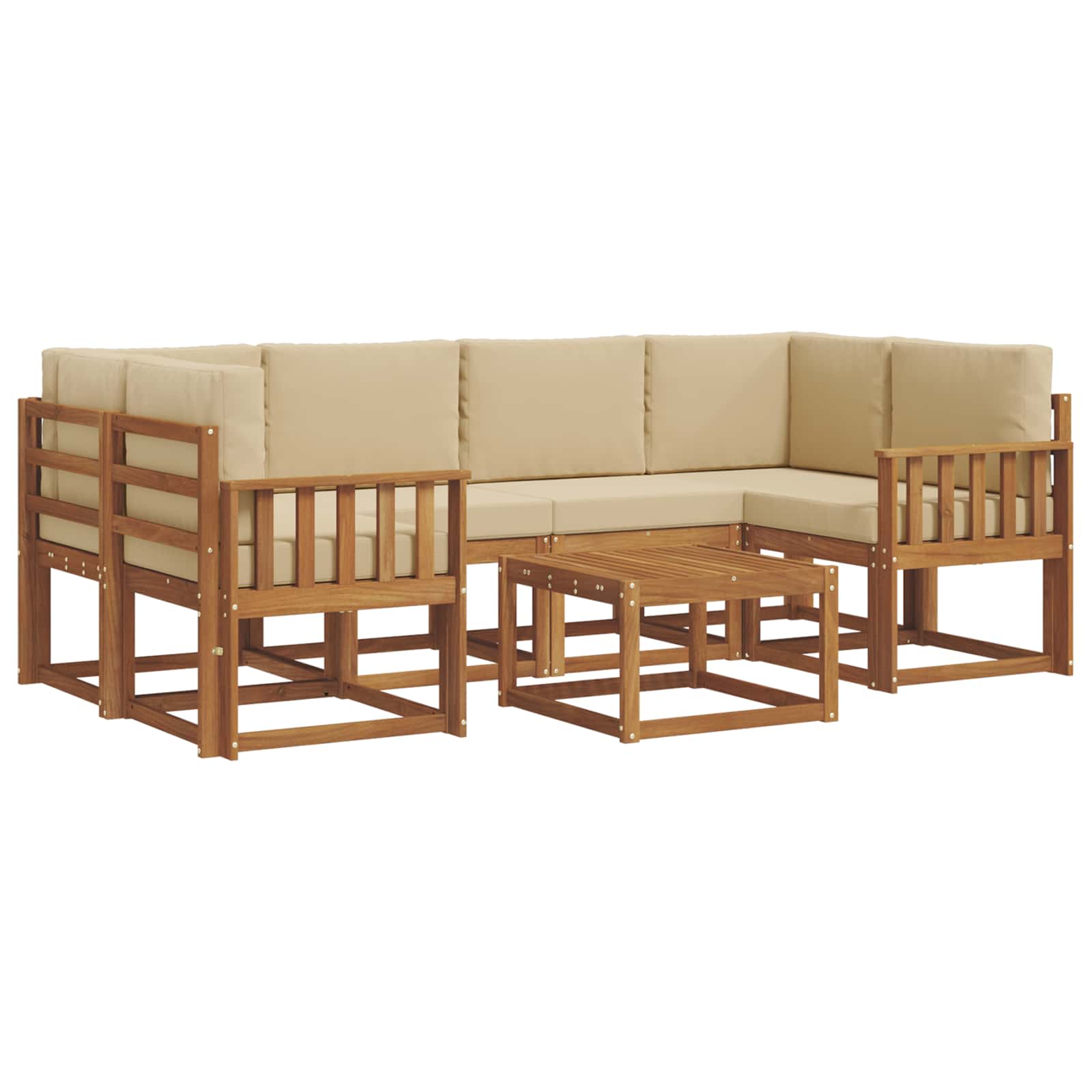 Set di divani da esterno con cuscino 7 pcs Naturale e Beige | homemem39