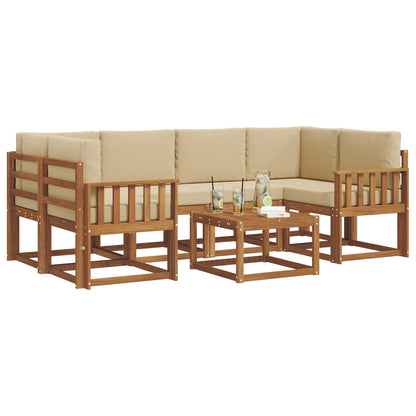 Set di divani da esterno con cuscino 7 pcs Naturale e Beige | homemem39
