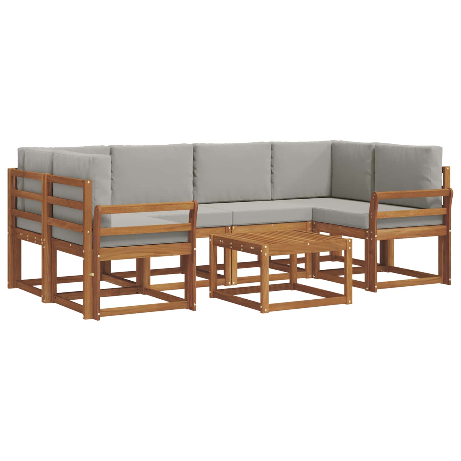 Set di divani da esterno 7 pcs Grigio Naturale e Chiaro | homemem39
