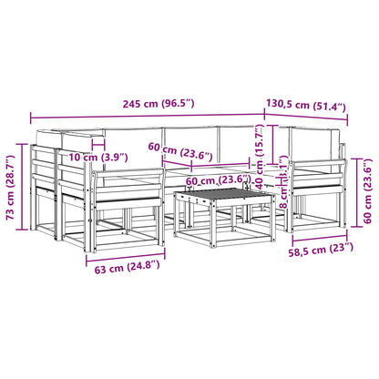 Set di divani da esterno con cuscino 7 pcs Naturale e Antracite | homemem39